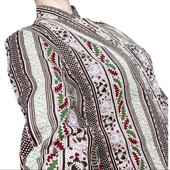 VINTAGE Retro Print Long Sleeve Button Down Top - Picture 14 of 15